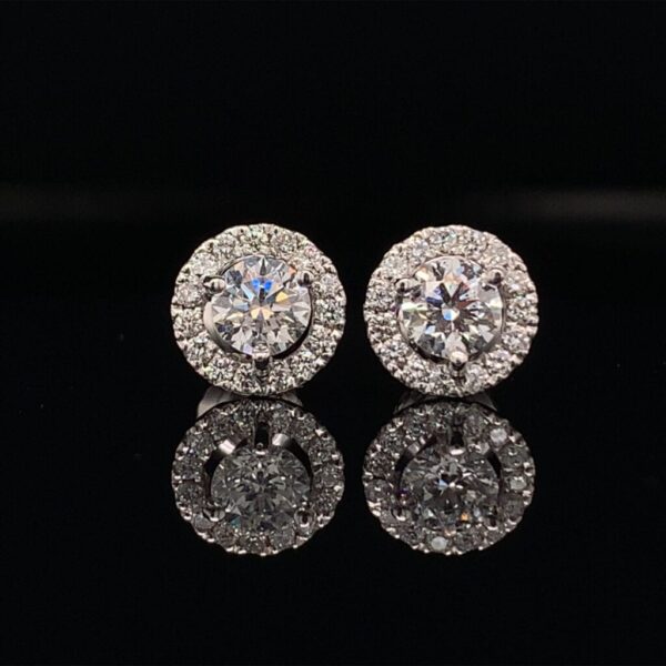 971500 1.00CTW White Gold Halo Earrings H Color SI2 Clarity