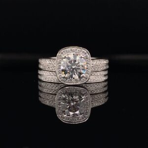 2.00CTW Platinum Ring AND Band 1.04CT Round Lab Grown Diamond I color SI2 clarity certified by IGI!