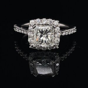 1.50 ct. Princess 14K White Gold Halo Setting Color Ring