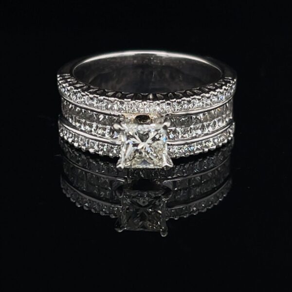 0.97 ct. 14K White Gold Princess Color Engagement Ring