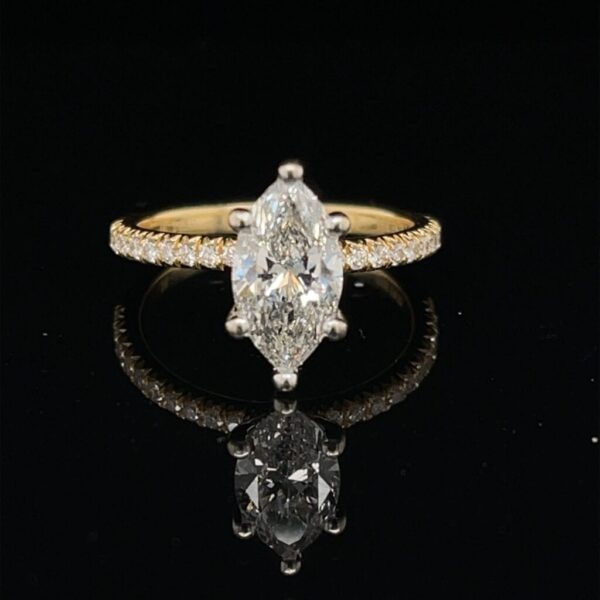 1.07ct. F I1 Marquise Yellow Gold Engagement Ring