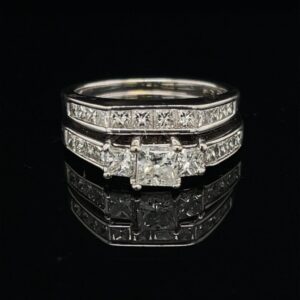 14K White Gold Engagement Ring 3 stone