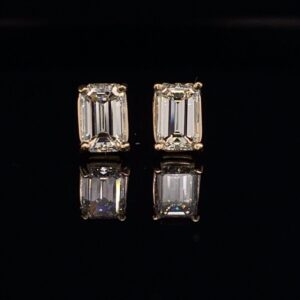 #RODER1-972999 1.53CTW Emerald Cut Diamond Earrings J color VS2 Clarity