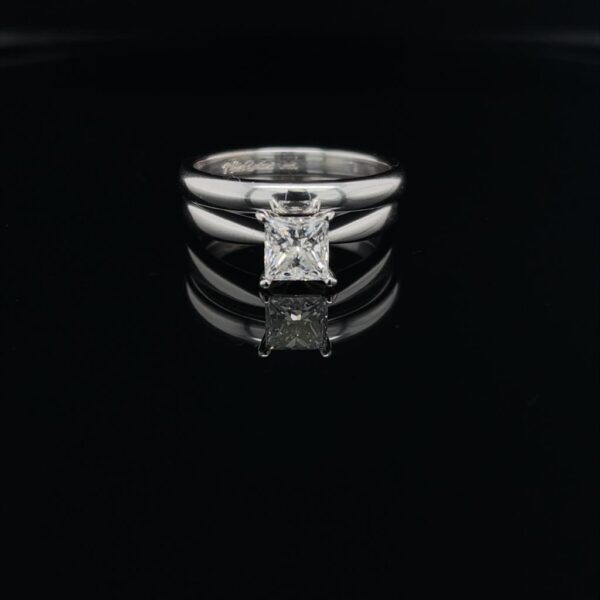 Princess Solitaire Engagement Ring and Band Color F Clarity VS2