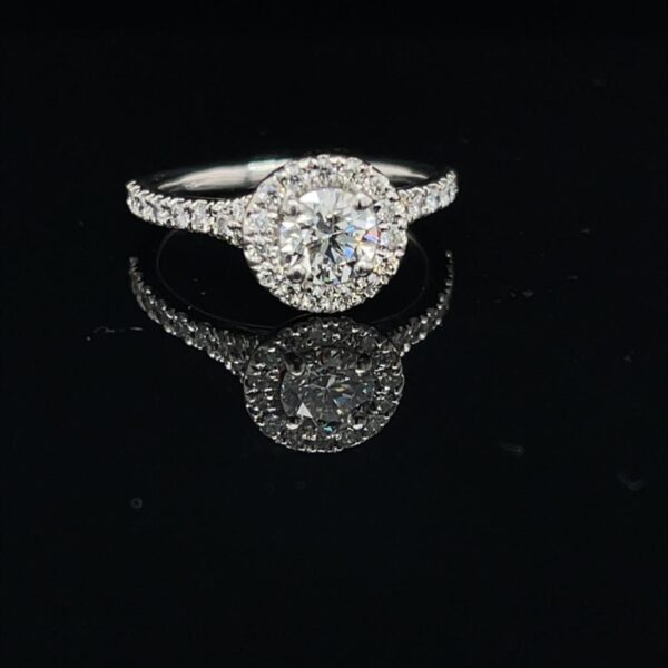 1.0CTW Heart On Fire Platinum Halo Engagement Ring
