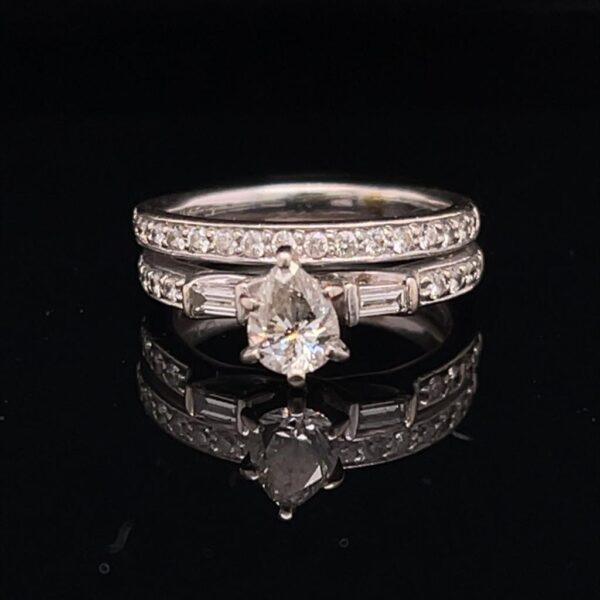 0.50ct. 14K White Gold Wedding Set Color J Clarity SI1 with 24 diamonds in the band